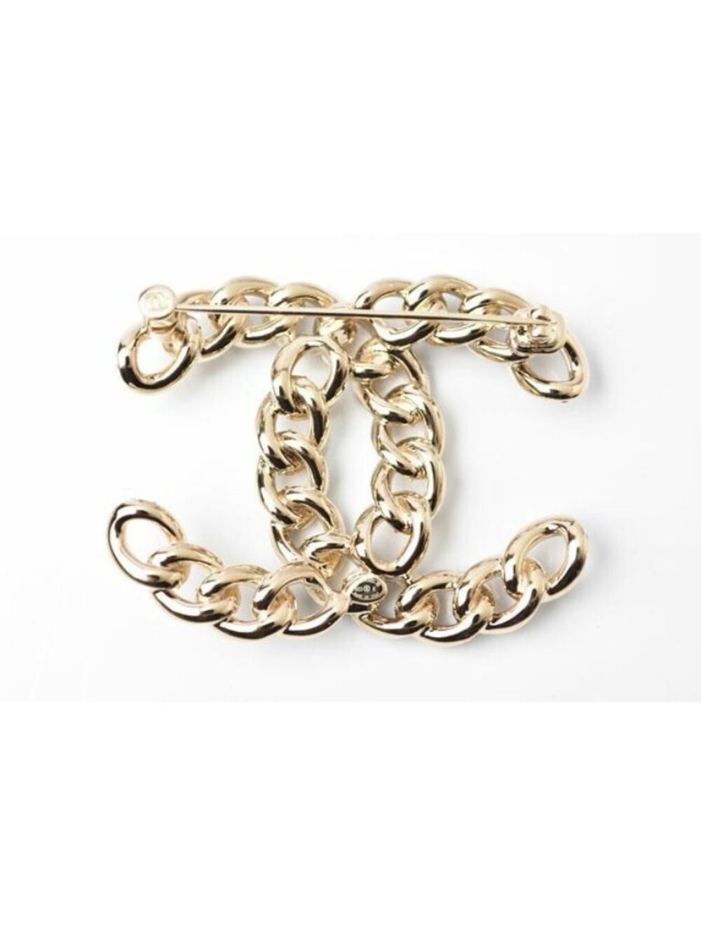 Chanel Brooch Pin Rhinestone Gold Black - Picture 3 of 6